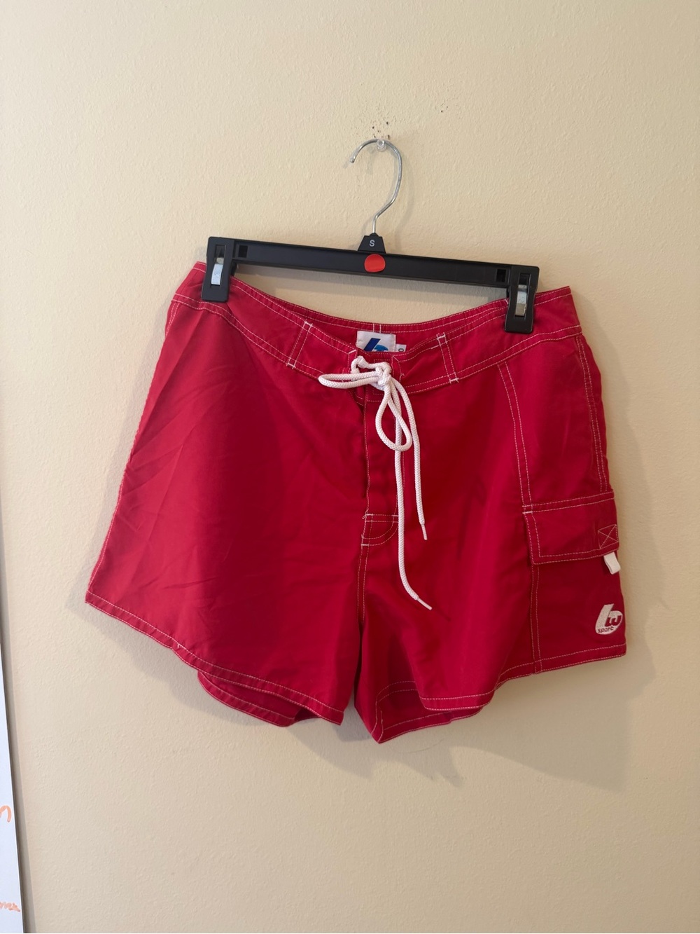 Sporto Bright Red Women's Drawstring Cargo Swim Bermudas